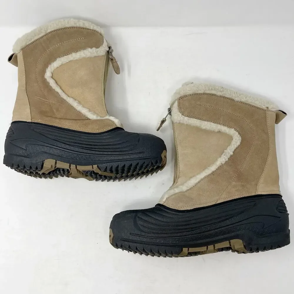 Columbia Tan Powder Bunny Snow Boots Youth 6 Zip